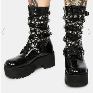 HEART STEALER STRAPPED COMBAT BOOTS- Sugar Thrillz